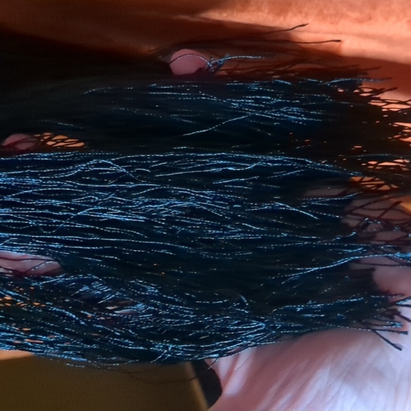 LYN AROUND* stretchy velvety embroidered fringed mini dress tunic top - Picture 9 of 10